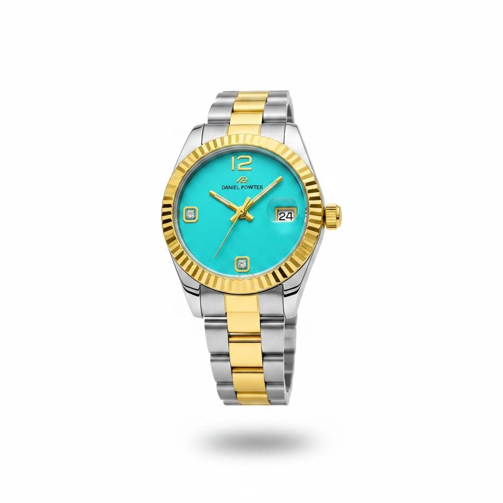 Daniel Power Women’s Gold Watch – Elegant Green Dial