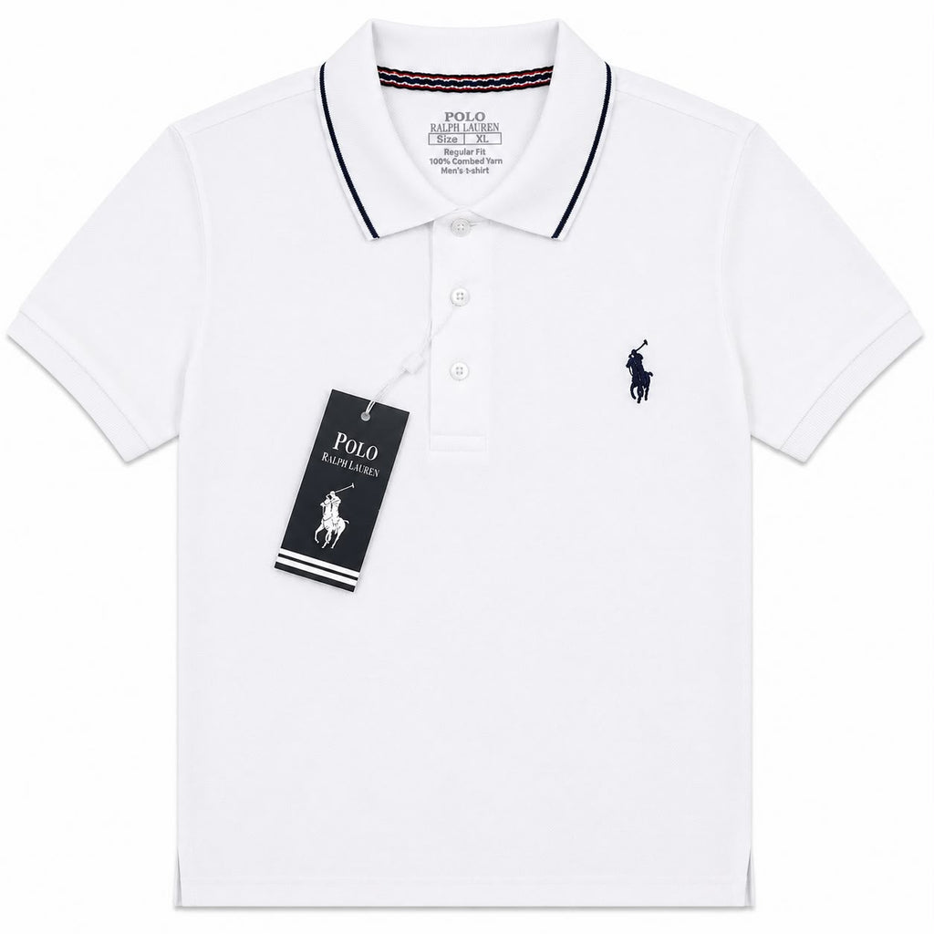 Men's White Classic Polo T-Shirt | 100% Combed Cotton