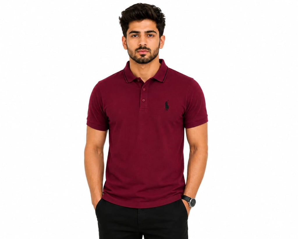 Men's Burgundy Maroon Polo T-Shirt | Regular Fit
