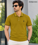 Tipped Collar Polo Shirt - Mustard