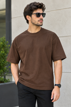 Drop Shoulder Oversized T-Shirt - Coffee Brown