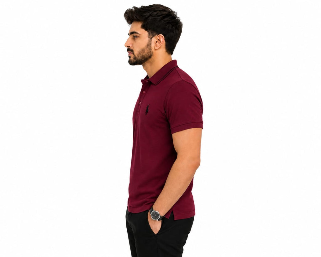 Men's Burgundy Maroon Polo T-Shirt | Regular Fit