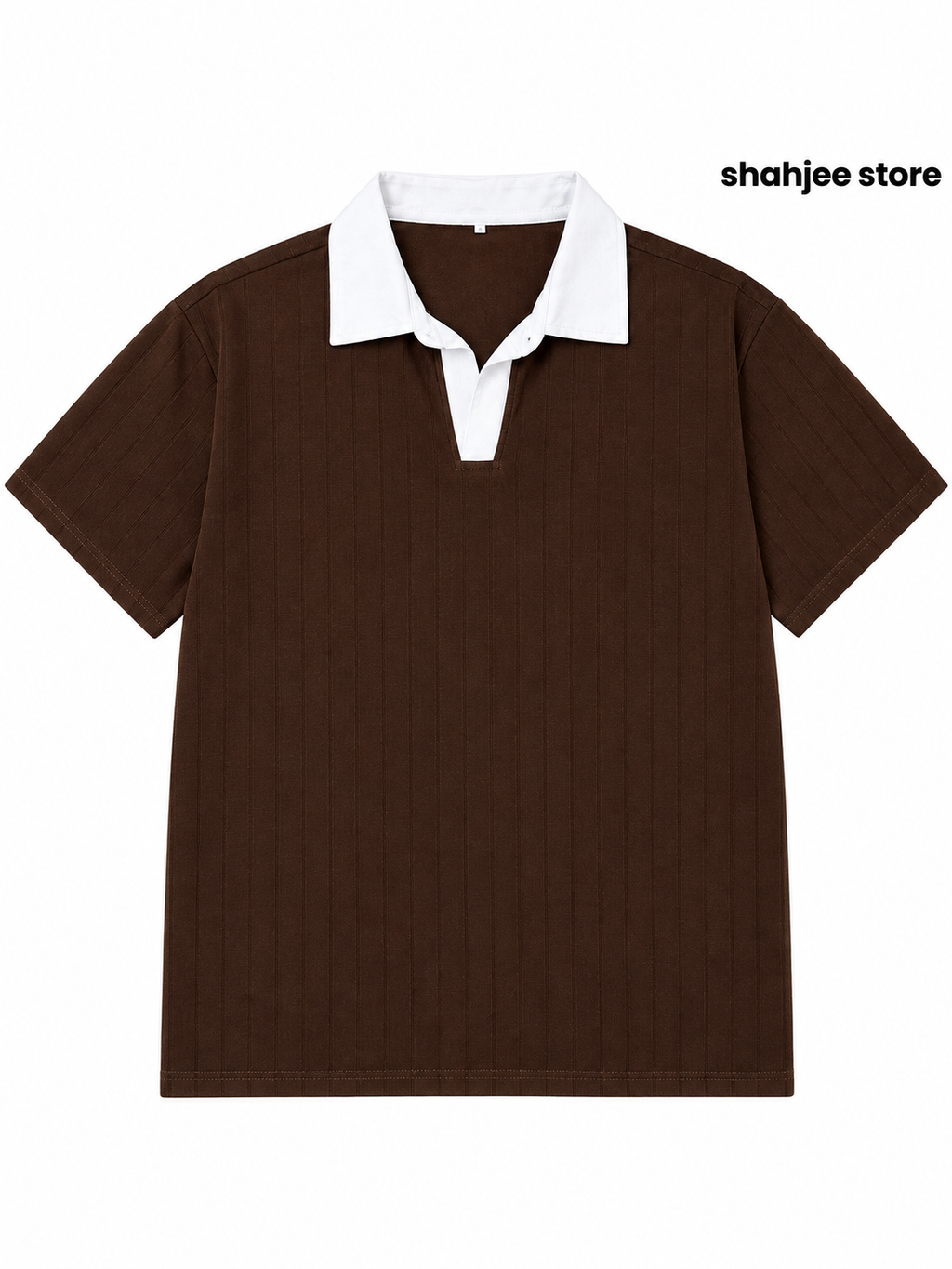 Contrast Collar Polo Shirt - Coffee Brown