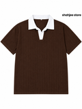 Contrast Collar Polo Shirt - Coffee Brown