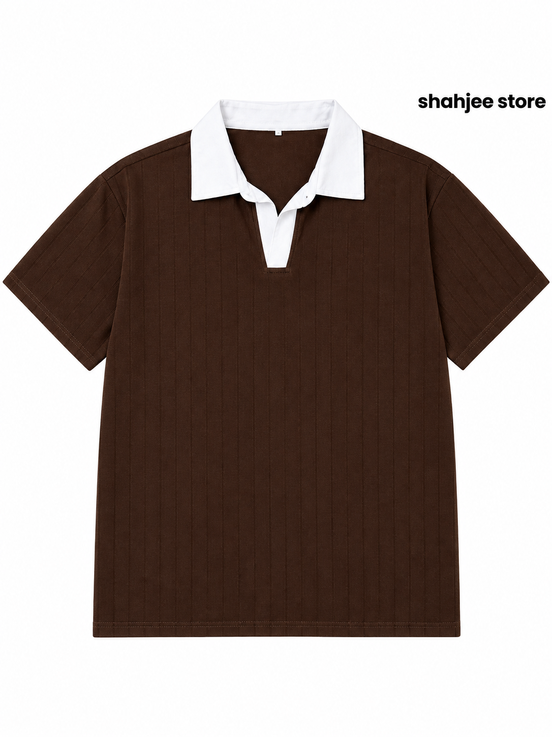 Contrast Collar Polo Shirt - Coffee Brown