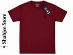 Embroidered Round Neck T-Shirt - Maroon