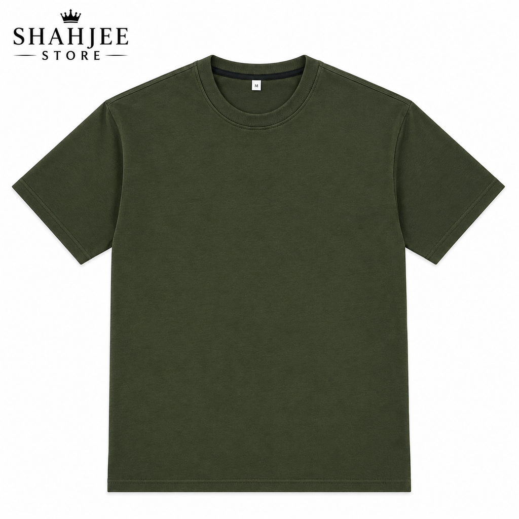 Drop Shoulder Oversized T-Shirt - Olive Green