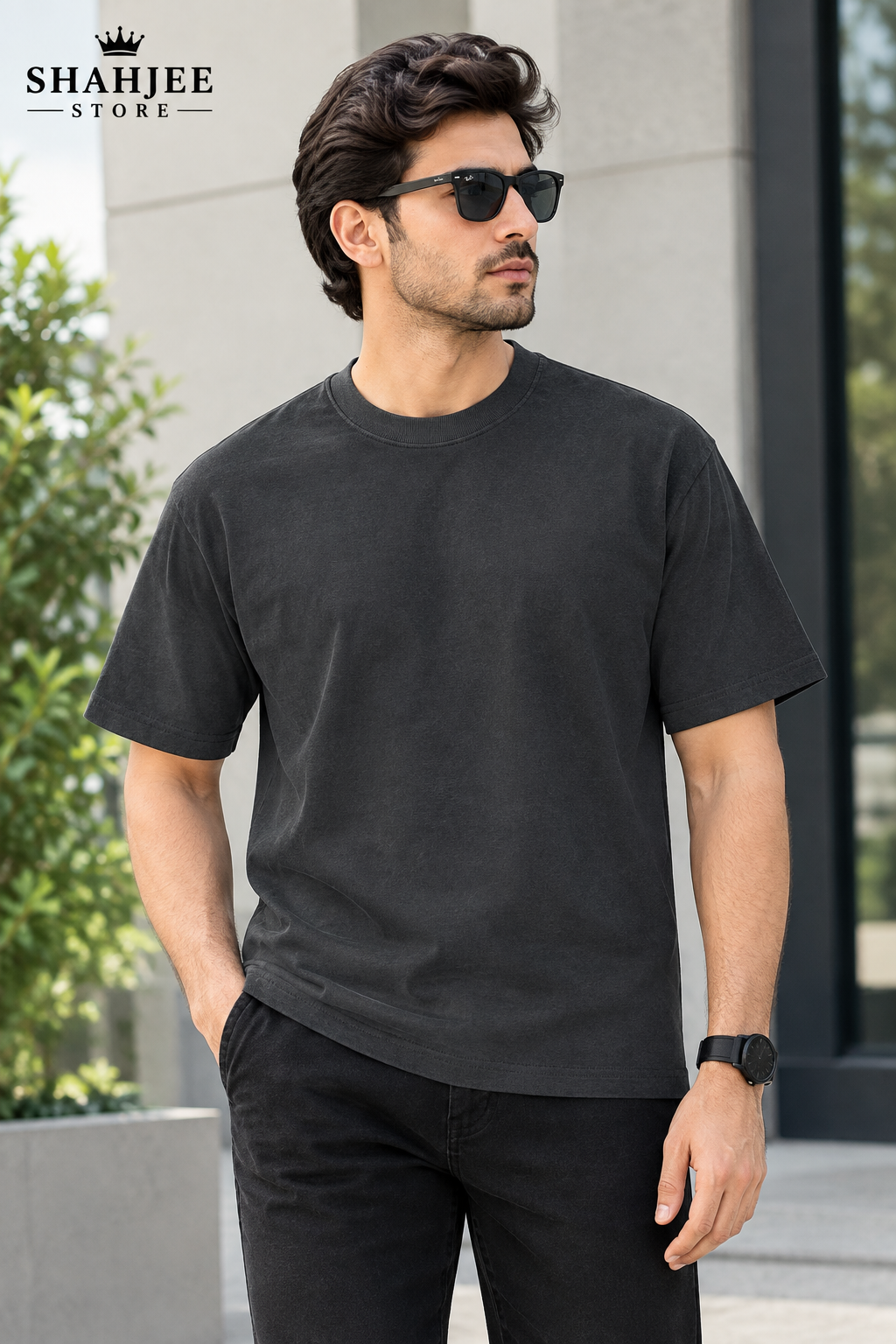 Drop Shoulder Oversized T-Shirt - Charcoal Grey