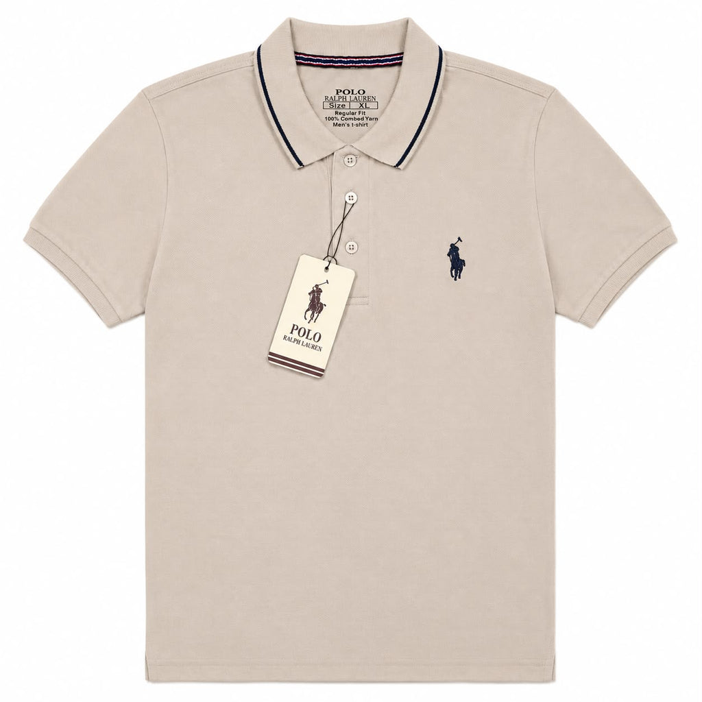 Men's Beige Cream Polo T-Shirt | Classic Regular Fit
