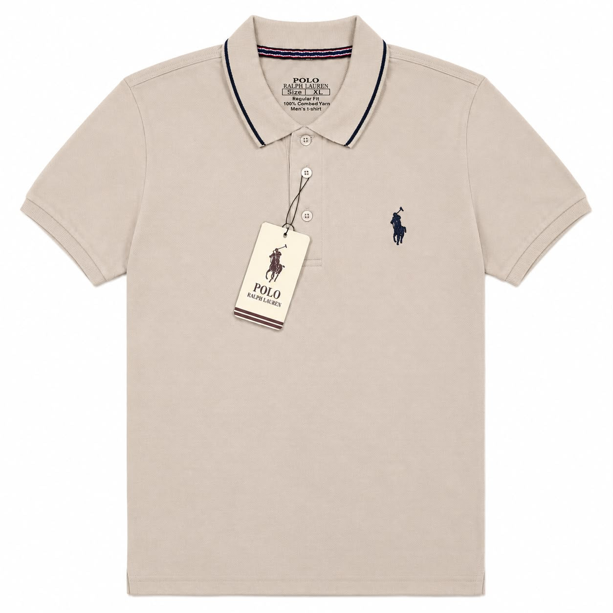 Men's Beige Cream Polo T-Shirt | Classic Regular Fit