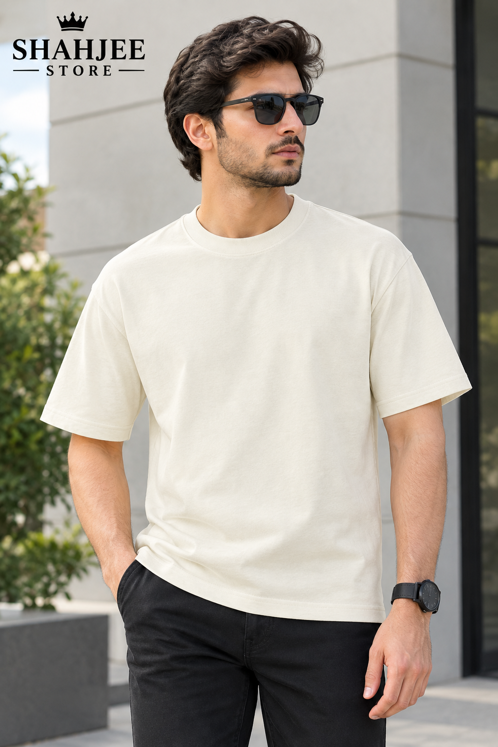 Drop Shoulder Oversized T-Shirt - Off White