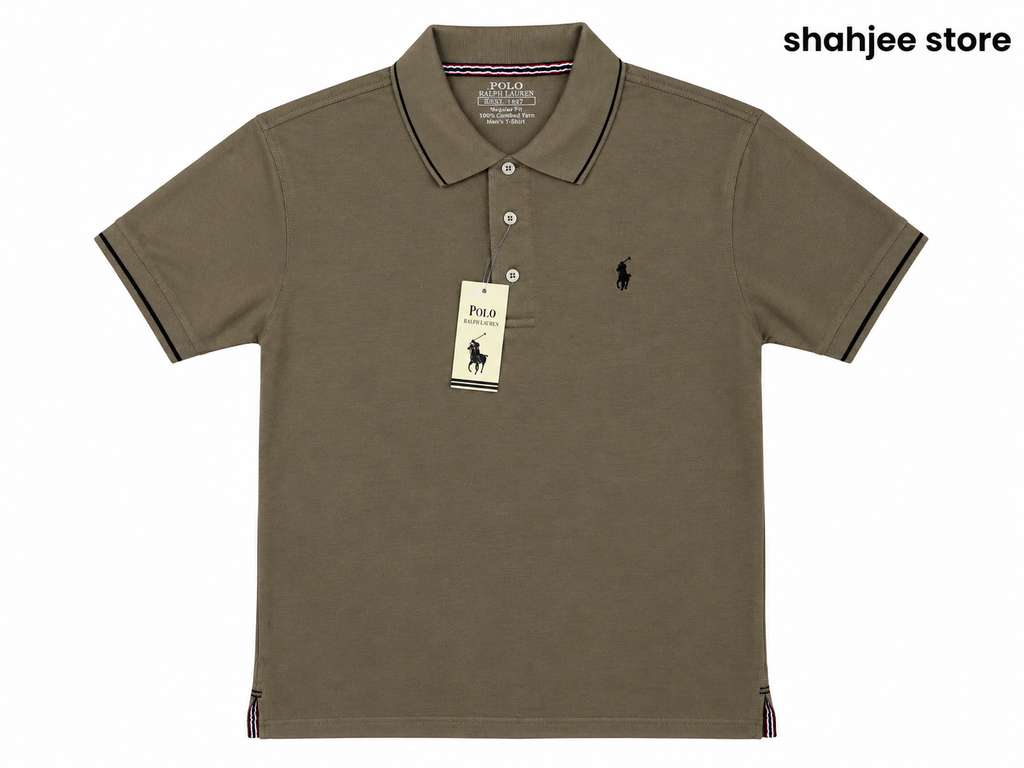 Tipped Collar Polo Shirt - Olive Khaki