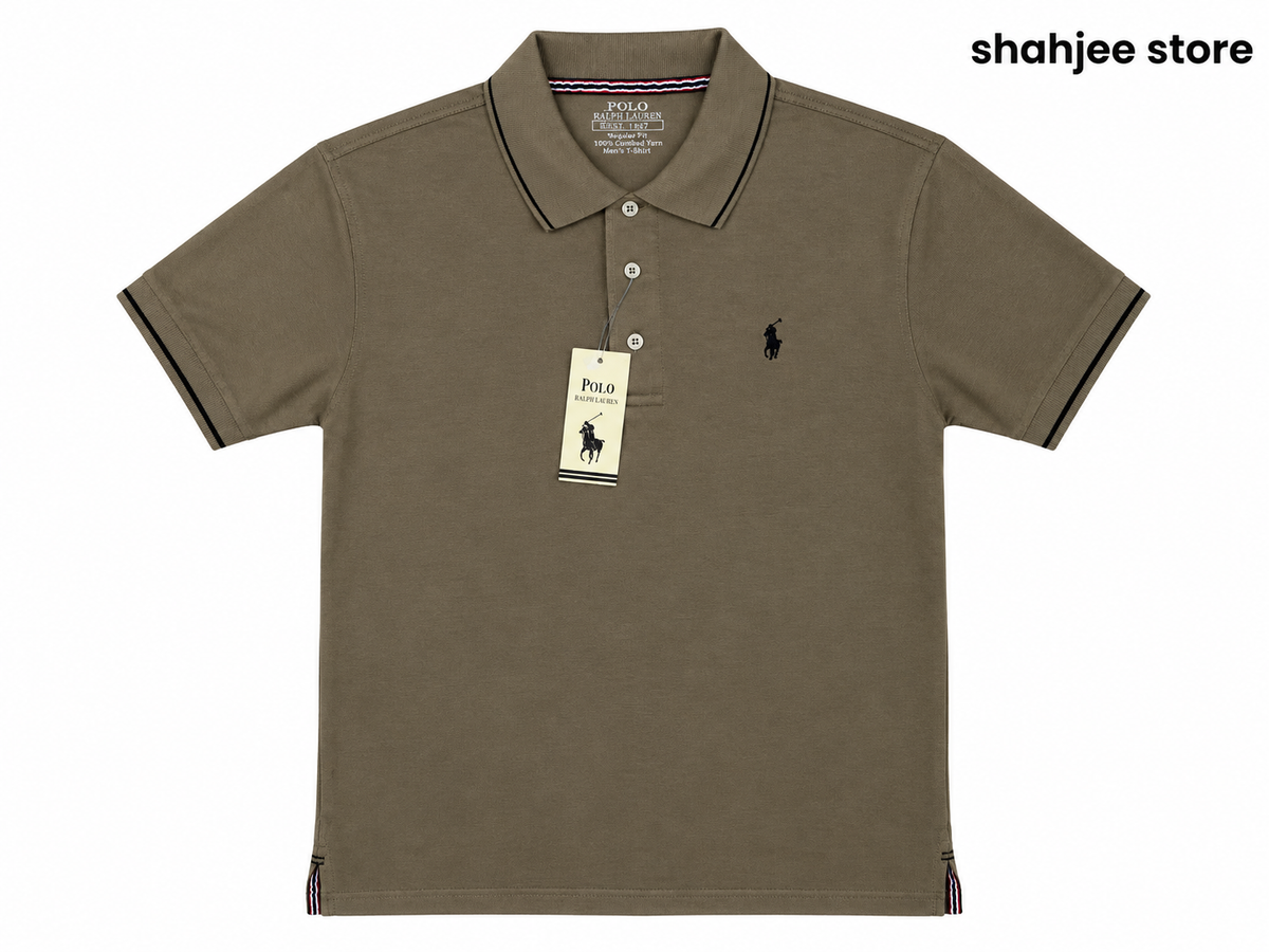 Tipped Collar Polo Shirt - Olive Khaki