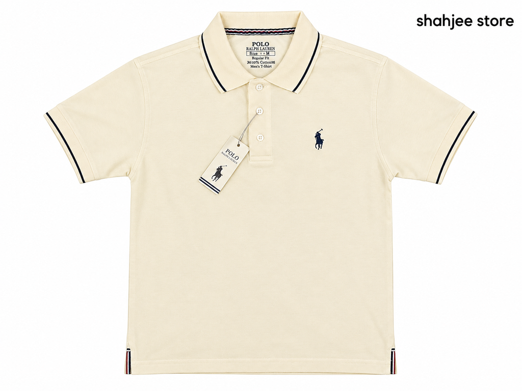 Tipped Collar Polo Shirt - Cream