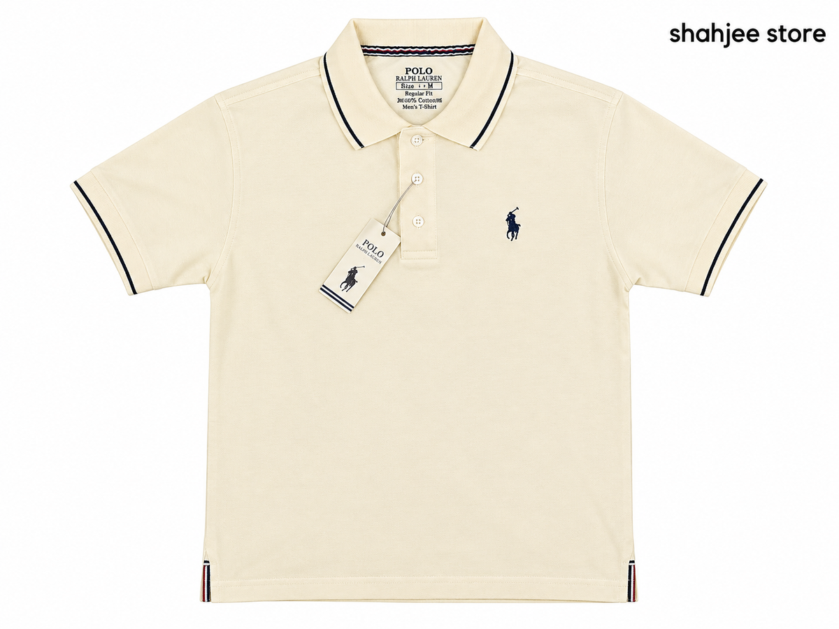 Tipped Collar Polo Shirt - Cream