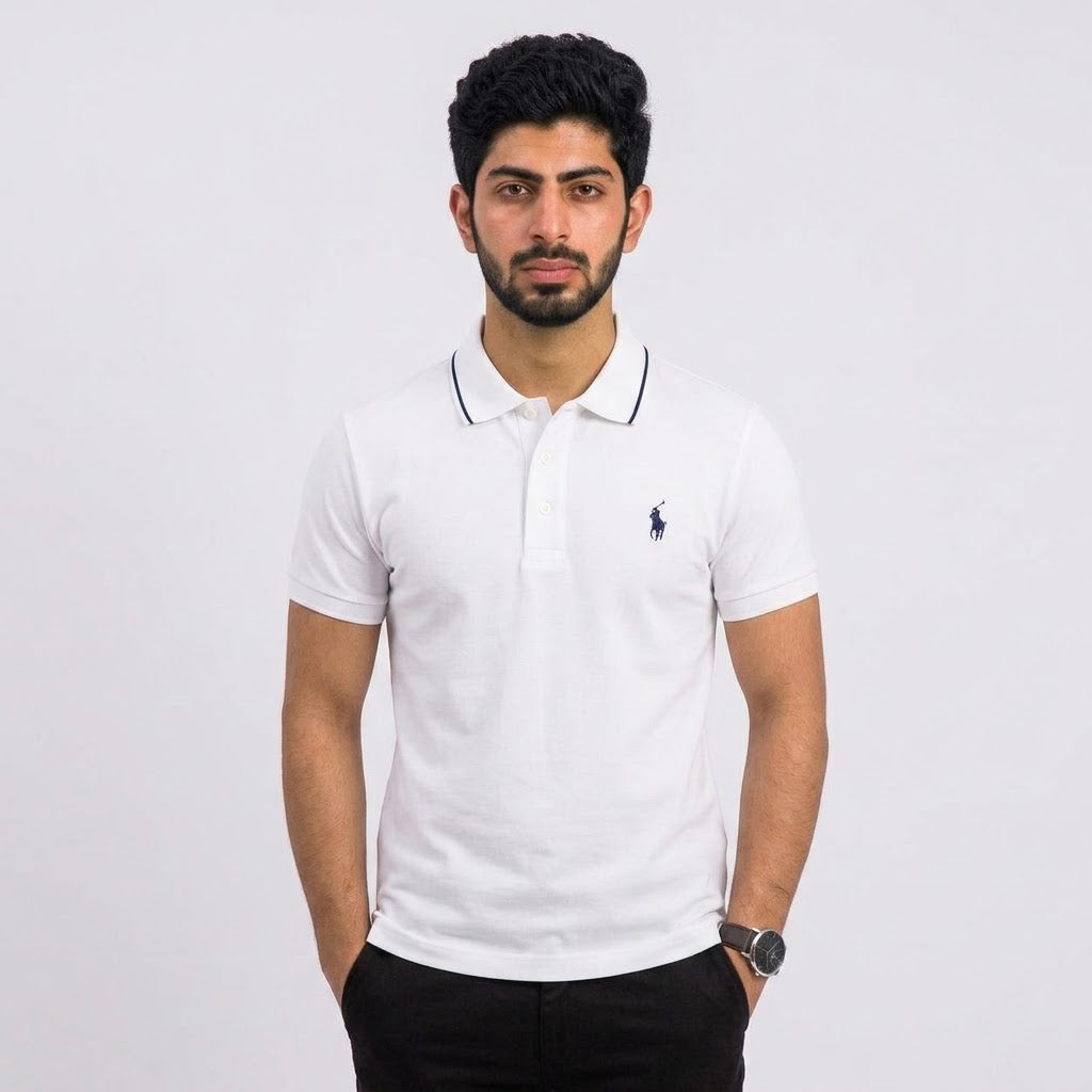 Men's White Classic Polo T-Shirt | 100% Combed Cotton