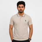 Men's Beige Cream Polo T-Shirt | Classic Regular Fit