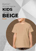 Kids Basic Round Neck T-Shirt - Beige