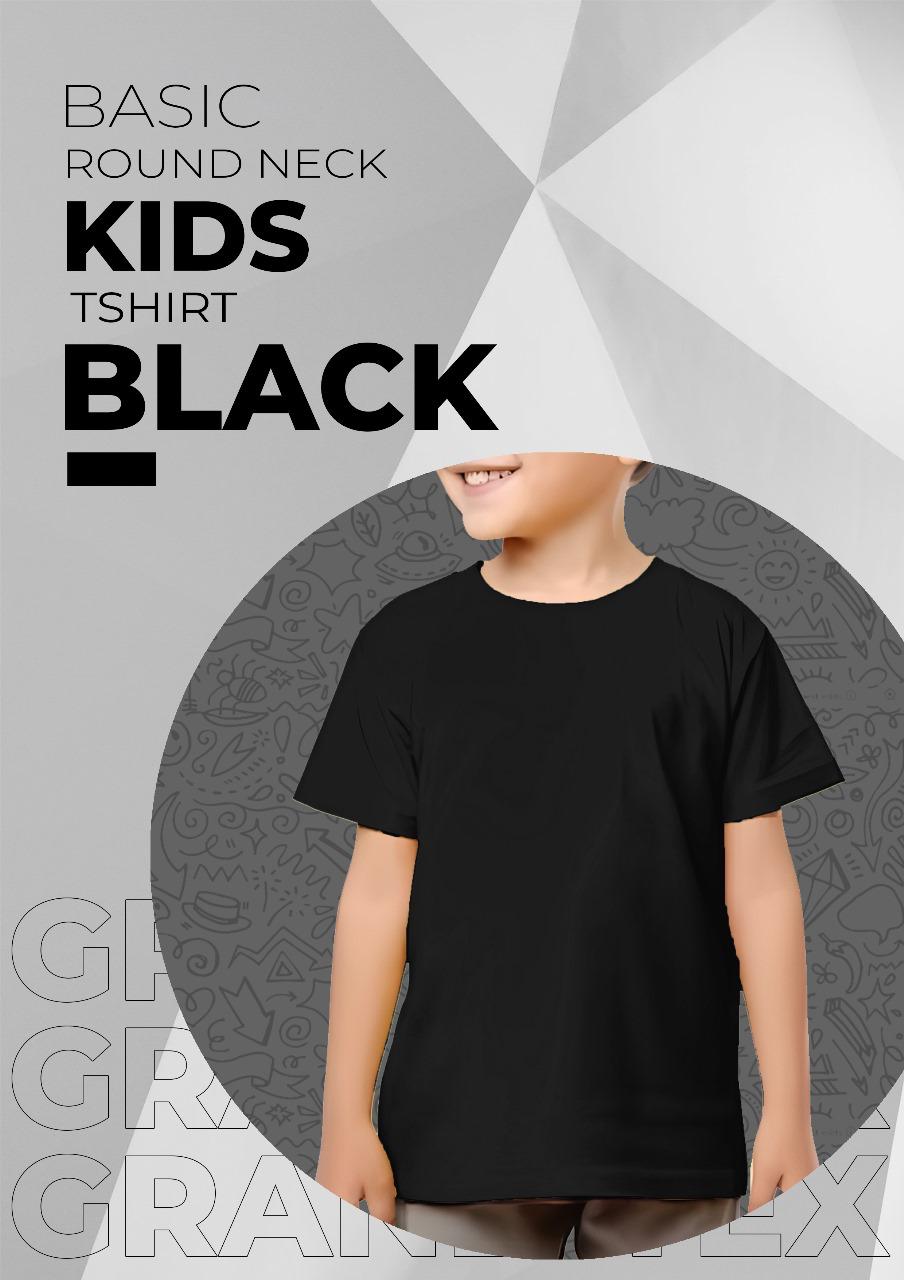 Kids Basic Round Neck T-Shirt - Black