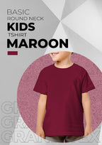 Kids Basic Round Neck T-Shirt - Maroon