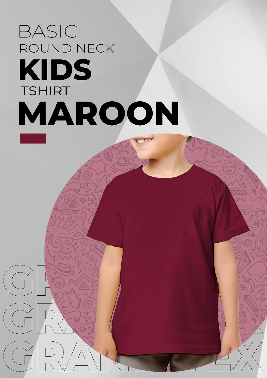Kids Basic Round Neck T-Shirt - Maroon