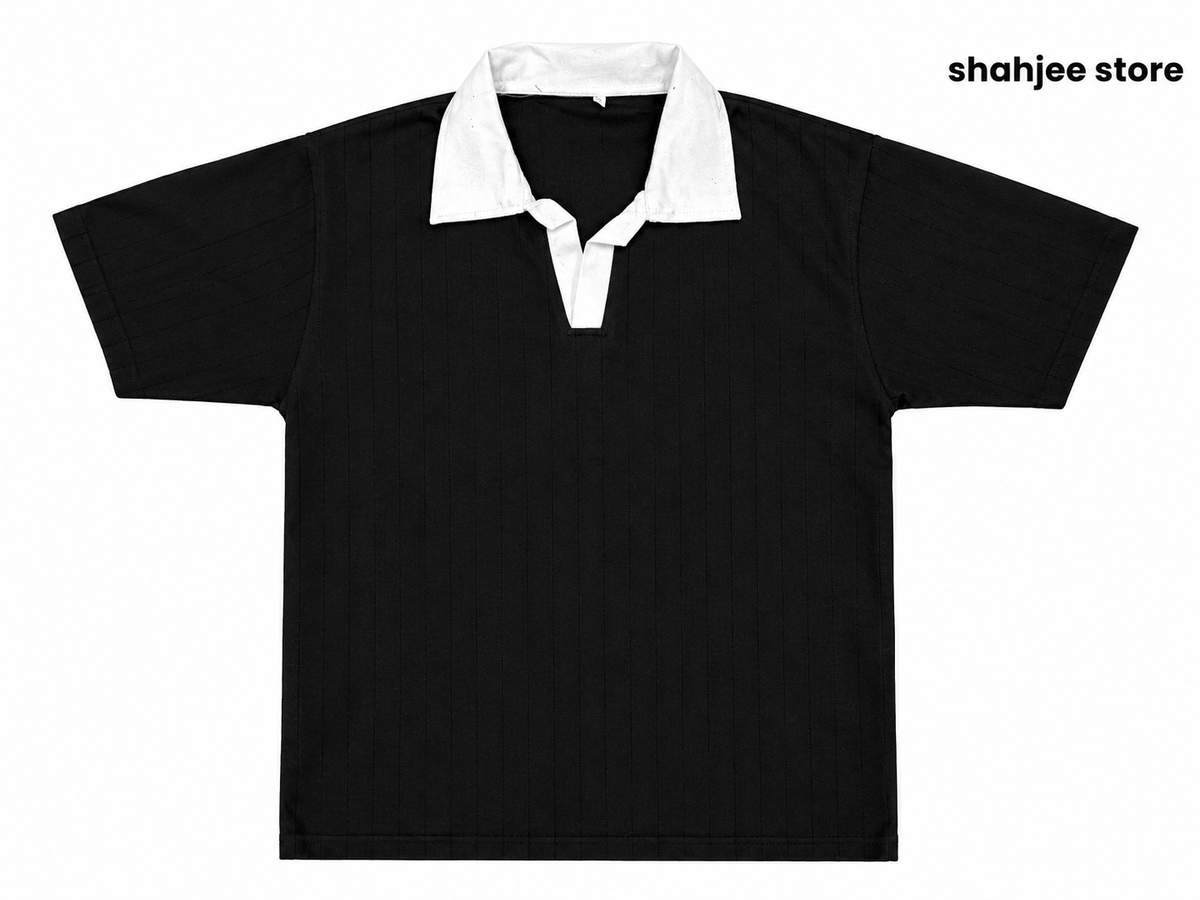 Contrast Collar Polo Shirt - Black