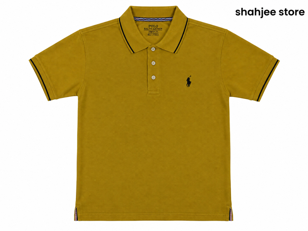 Tipped Collar Polo Shirt - Mustard