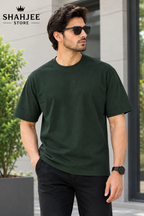 Drop Shoulder Oversized T-Shirt - Bottle Green