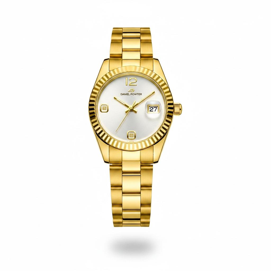 Daniel Power Women’s Gold Watch – Elegant Green Dial