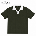 Contrast Collar Polo Shirt - Olive Green