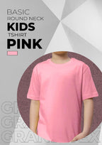 Kids Basic Round Neck T-Shirt - Pink