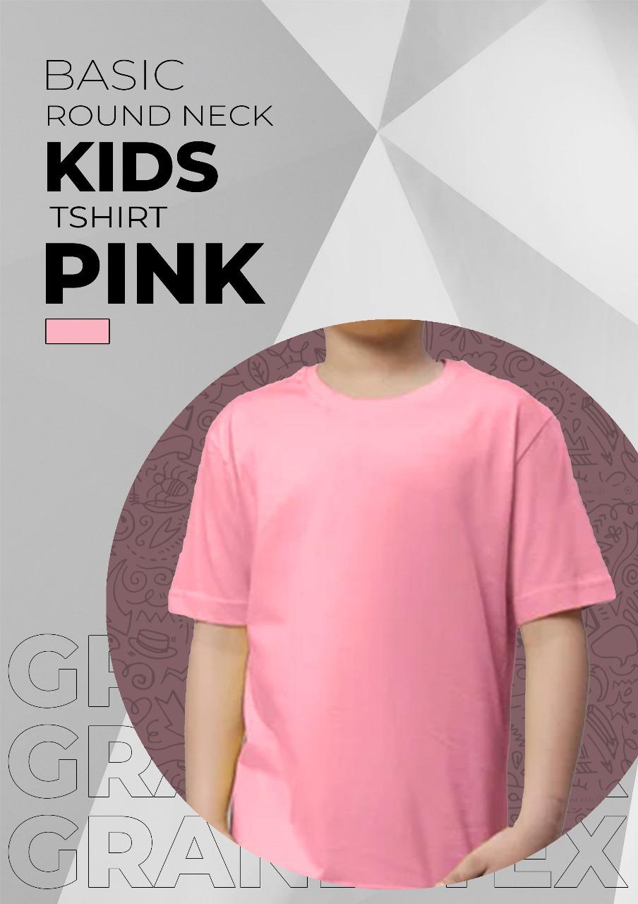 Kids Basic Round Neck T-Shirt - Pink