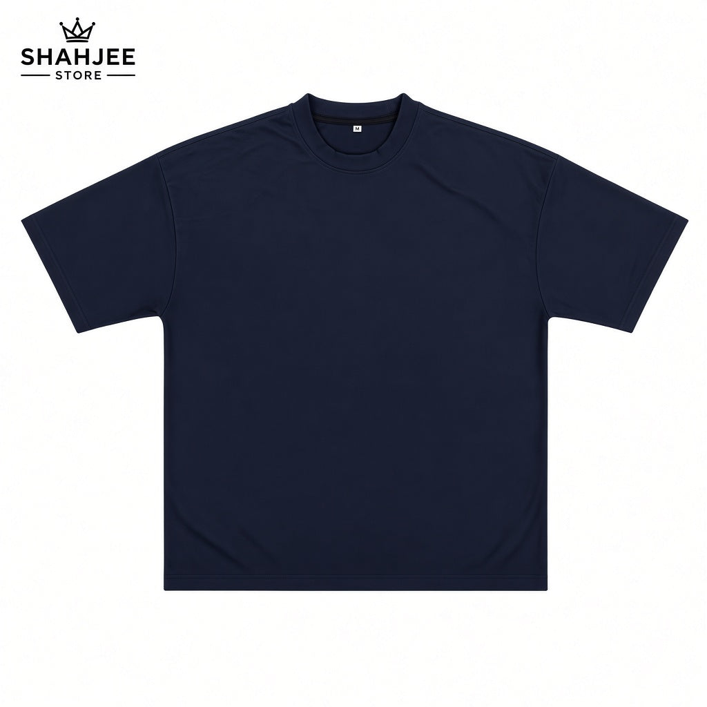 Drop Shoulder Oversized T-Shirt - Navy Blue