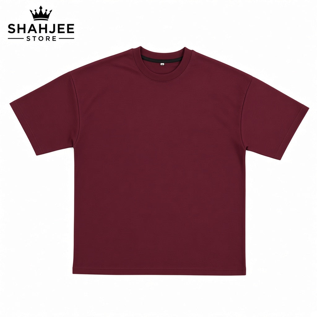 Drop Shoulder Oversized T-Shirt - Maroon
