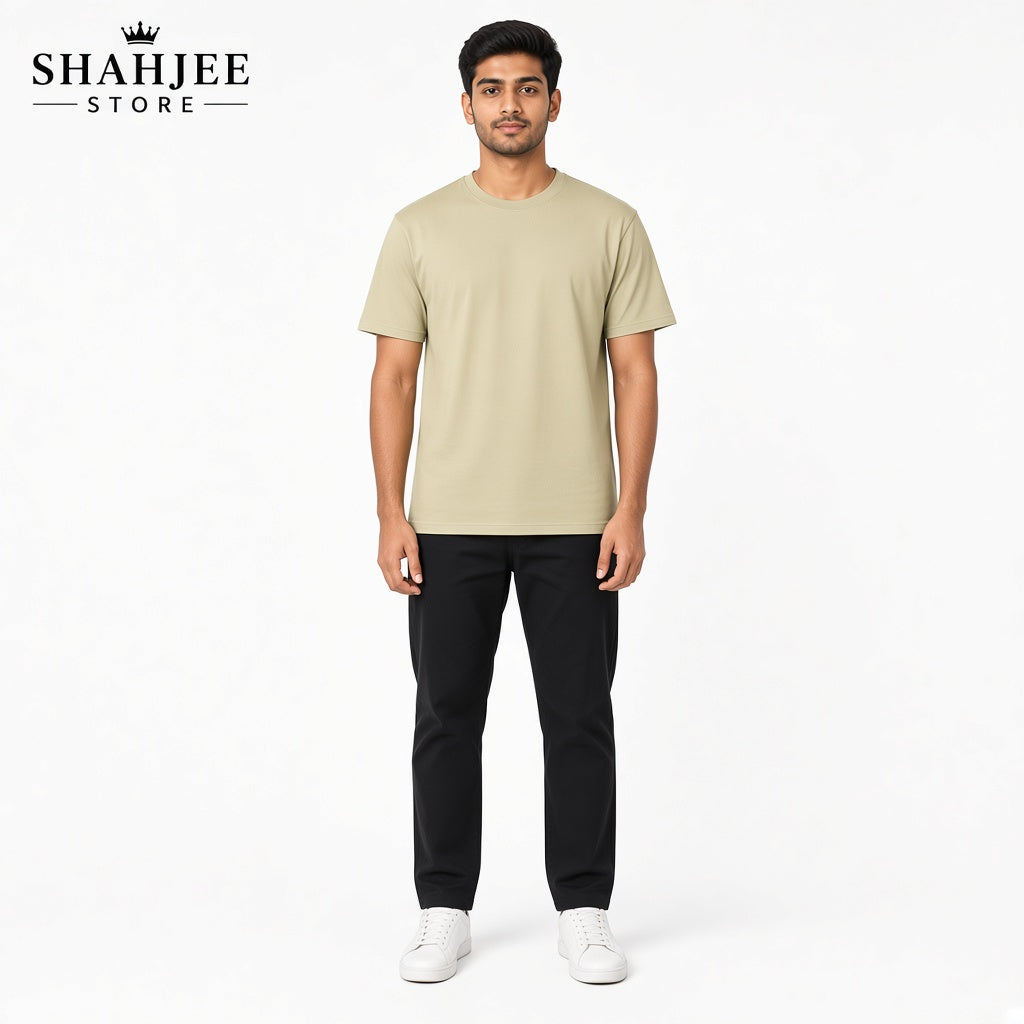 Drop Shoulder Oversized T-Shirt - Sand Beige