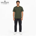 Drop Shoulder Oversized T-Shirt - Olive Green