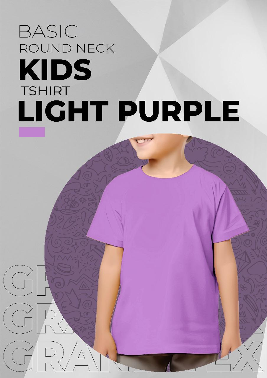 Kids Basic Round Neck T-Shirt - Light Purple