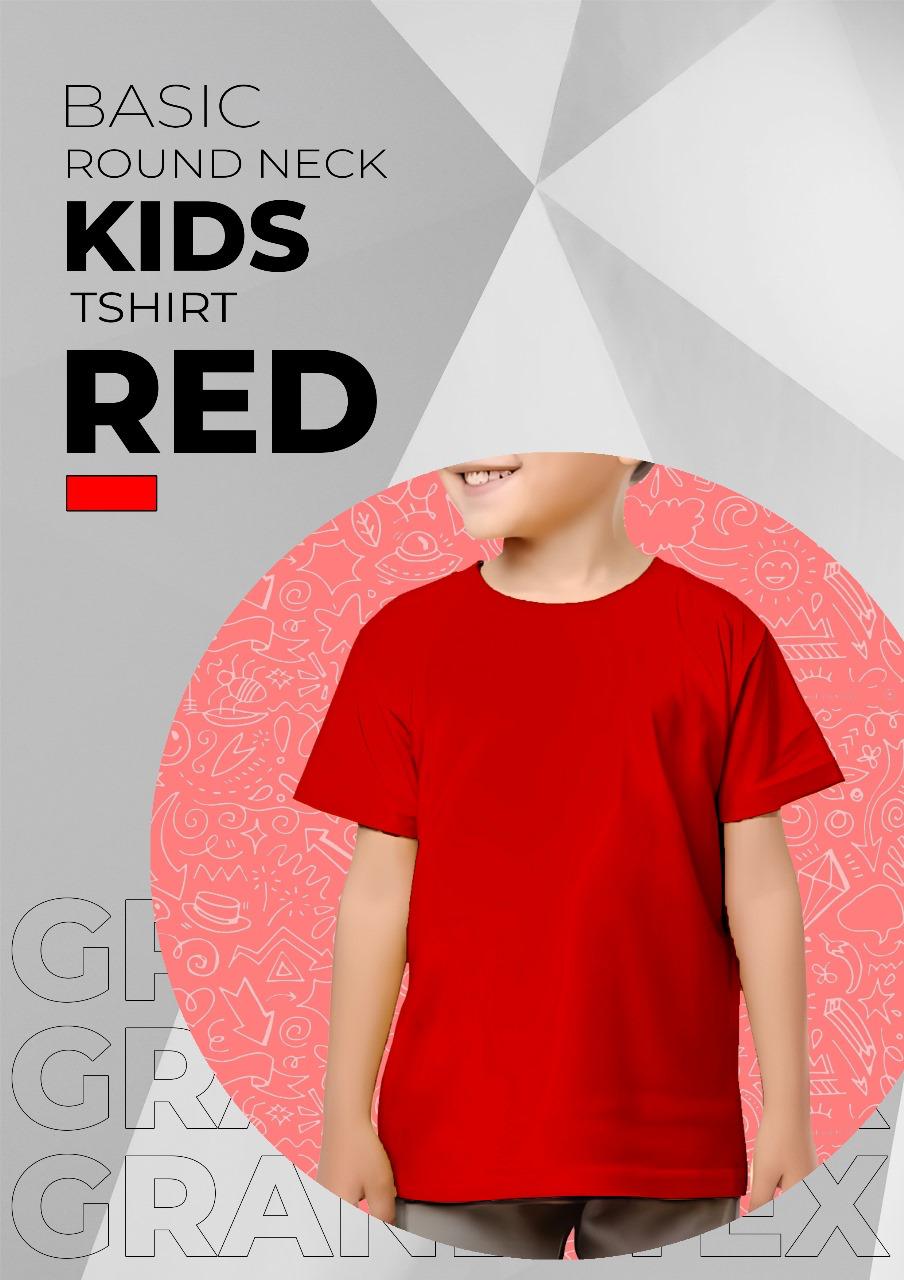 Kids Basic Round Neck T-Shirt - Red